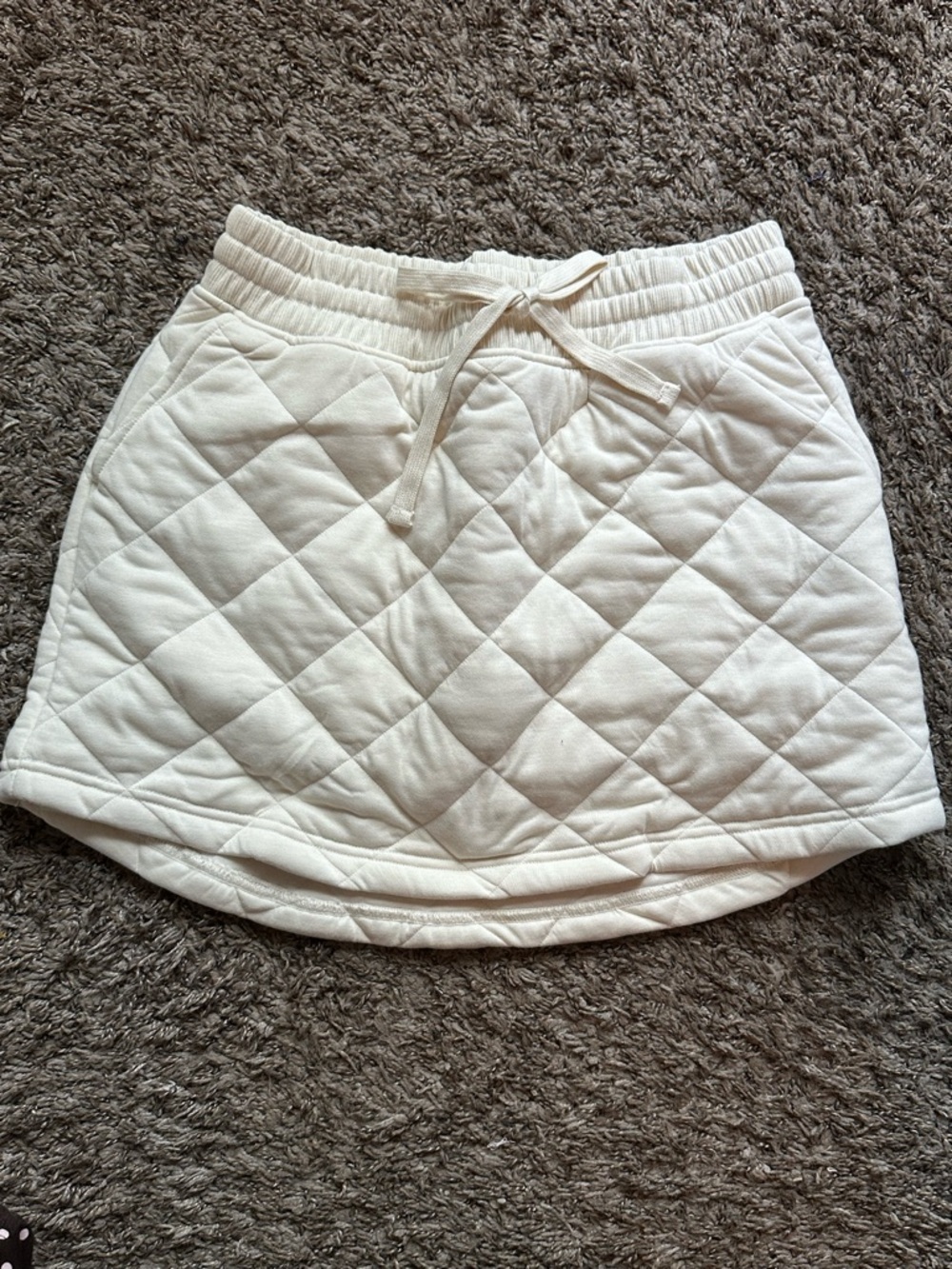 Rae Mode Quilted Drawstring Skort in Cream